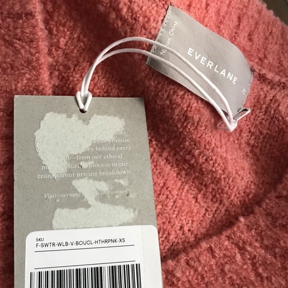 NWT Everlane The Teddy V Neck Sweater Coral XS - Picture 4 of 5